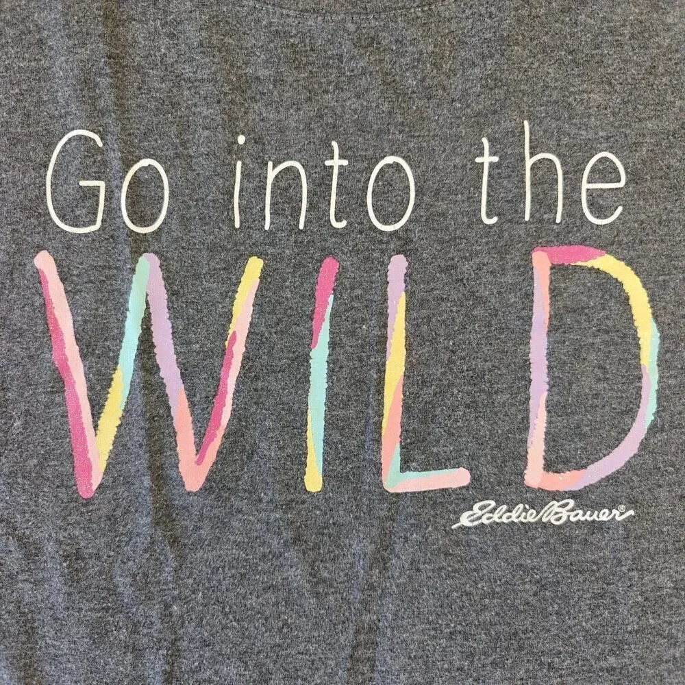 Eddie Bauer gray graphic tee & leopard legging set sz L (14/16)